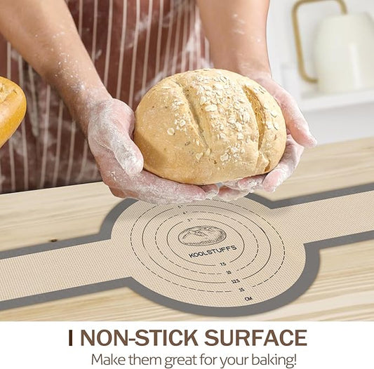 Silicone Bread Sling Oval and Round, 2 PCS Nonstick&Reusable Bread Baking Mats, Easy-To-Clean Dutch Oven Liners, Sourdough Bread Baking Supplies (2Pack Round, Gray)