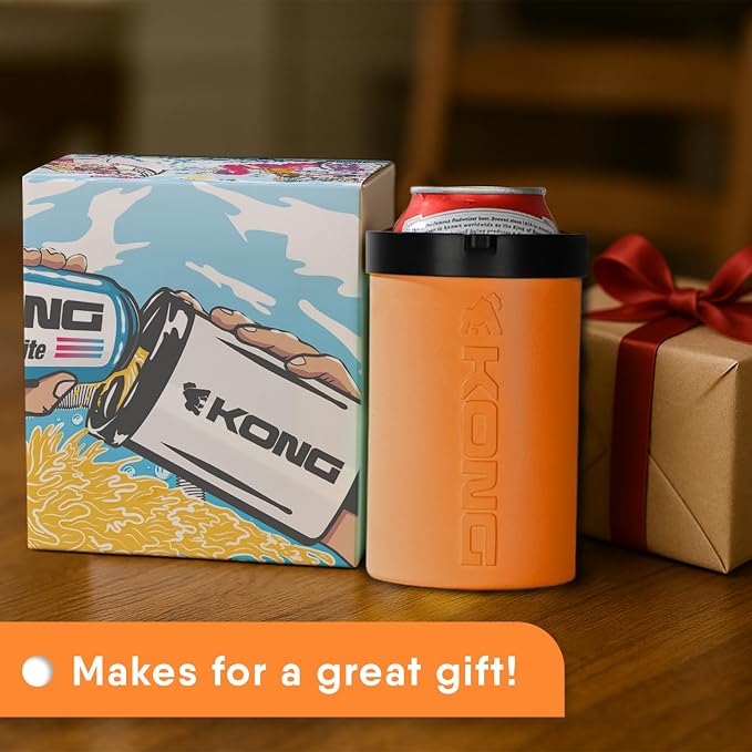 The Kong 2.0 - A Portable Can or Bottle Cooler/Cup With A Detachable, Expandable, Hose To Funnel Your Drink (Orange)