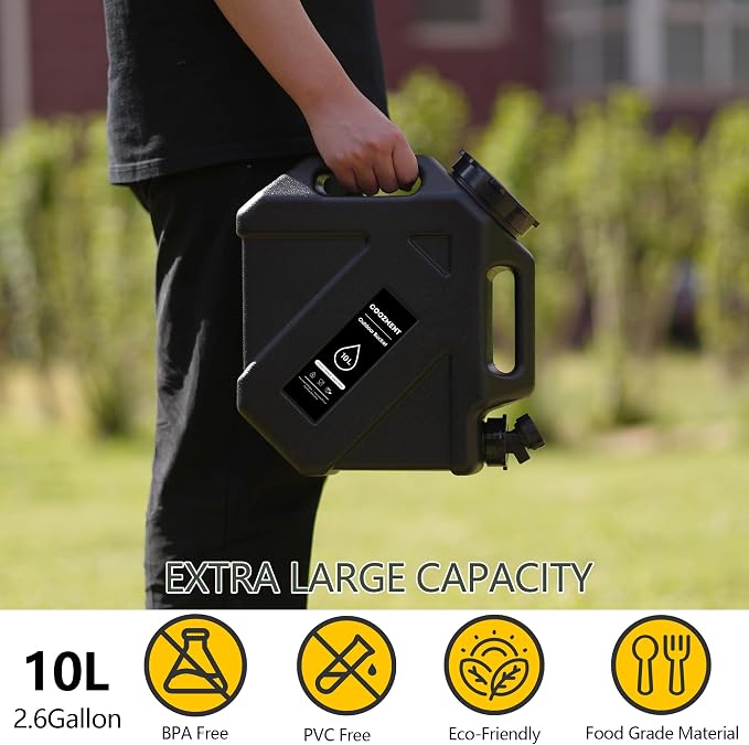 COOZMENT 3.2 Gallon/5 Gallon Water Containers with Spigot, BPA Free Water Jug, Military Green Water Tank, Multifunction Water Storage Containers for Camping Outdoor Hiking,Emergency Storage