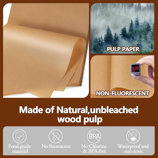 300PCS Thickened Precut Parchment Paper Sheets, 6×6 In Non-Toxic Burger Paper Sheet,Heavy Duty Burger Patty Paper for Baking, Grilling, Seperating Patty, Comes in Convenient Packaging, Brown