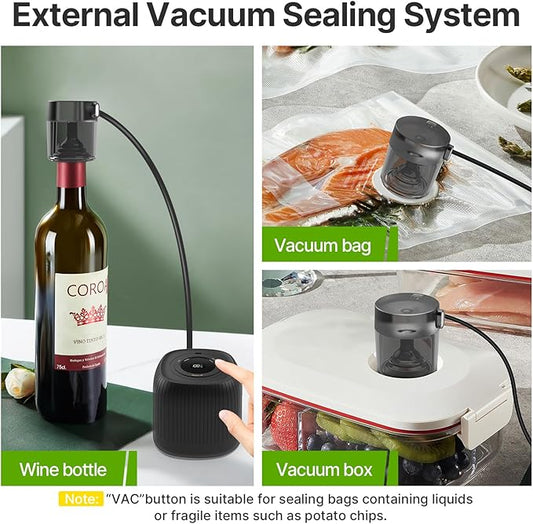 3 IN 1 Electric Mason Jar Vacuum Sealer Kit, Automatic Vacuum Sealer for Jars, Compatible With Food Storage, Vacuum Bags Seal, Wine Bottles, Birthday Gifts for Women, Gifts for Mom, Grandma