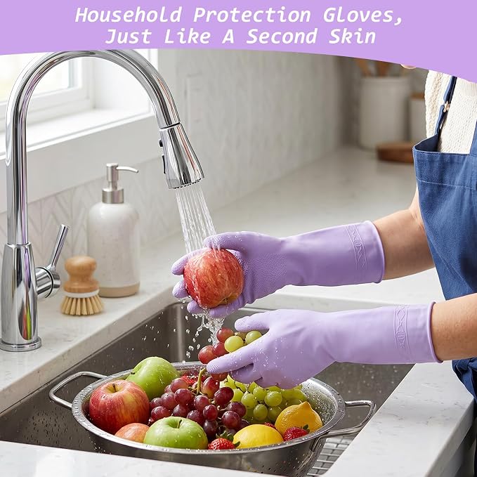 Gloves for Washing Dishes, Cleaning Rubber Gloves Medium Dish Glove for Women Dishwashing Glove Reusable for Washing Dishes, Kitchen, Purple