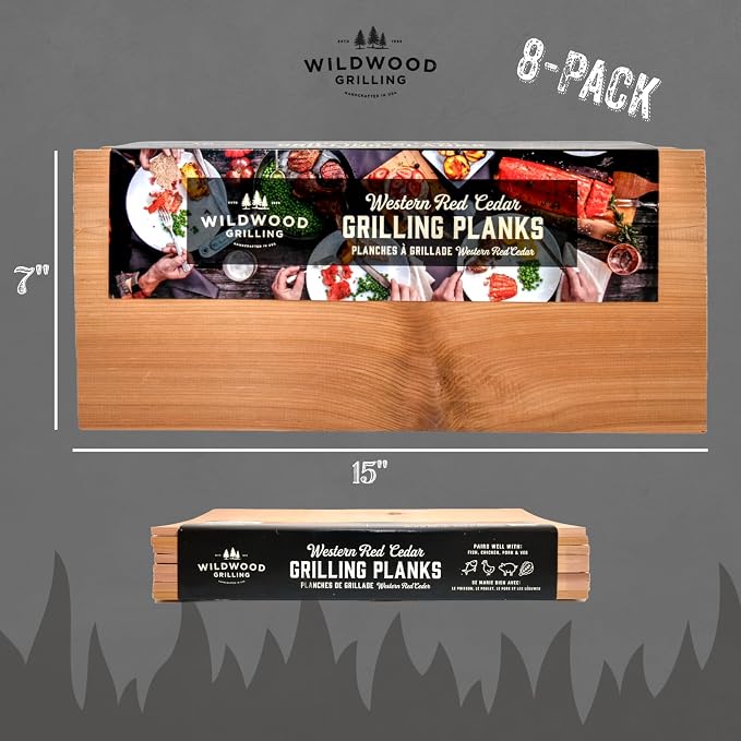 8-Pack 7x15 Cedar Grilling Planks for Whole Salmon Filet
