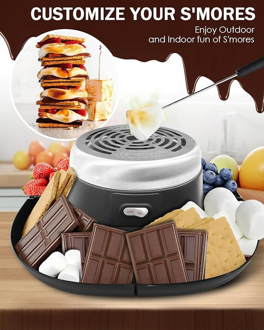 Smores Maker Tabletop Indoor Kit, Indoor Smore Maker Smores Kit Flameless S'mores Maker, Tabletop Smores Maker,Movie Night Supplies Housewarming Christmas Gifts, 120V