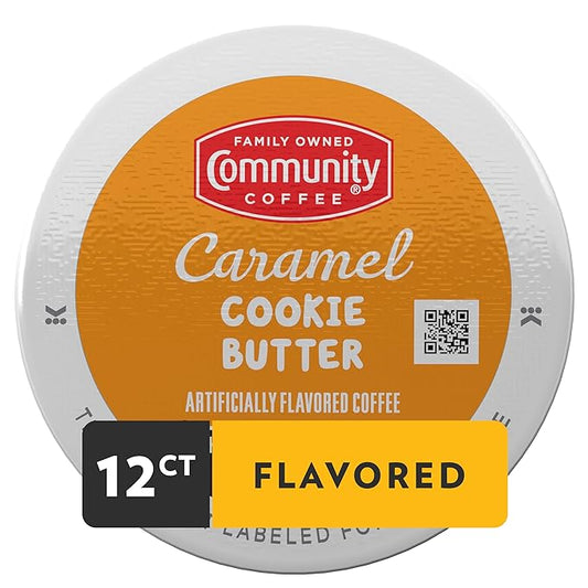 Community Coffee Caramel Cookie Butter Flavored 12 Count, Medium Roast, Keurig K-Cup Coffee Pods, 12 Count (Pack of 1)