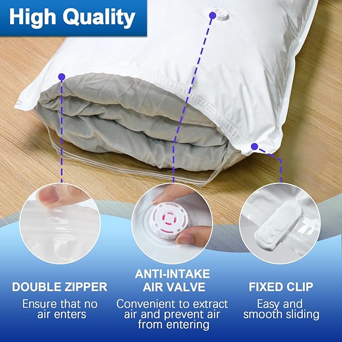 ZXA Vacuum Storage Bag with Electric Air Pump, 20 Pack (4 Jumbo, 4 Large, 4 Medium, 4 Small, 4 Roll Up Bags) Vacuum Seal Bags for Clothing, Pillows, Blanket, Duvets, Comforters, Travel