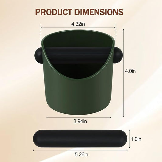 4.3 Inch Small Coffee Knock Box, Mini Espresso Knock Box | Knock Box Espresso, With Removable Knock Bar And Non-Slip Base (Green)