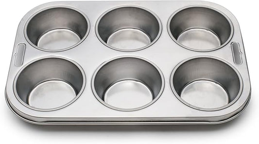 Fox Run 4867 Muffin Pan, 6 Cup, Stainless Steel