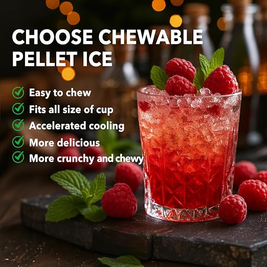 33 LBS Per Day Portable Countertop Ice Maker, Self-Cleaning Soft Chewable Pellet Ice Machine with Scoop, Ideal for Home/Kitchen/Bar/Camping