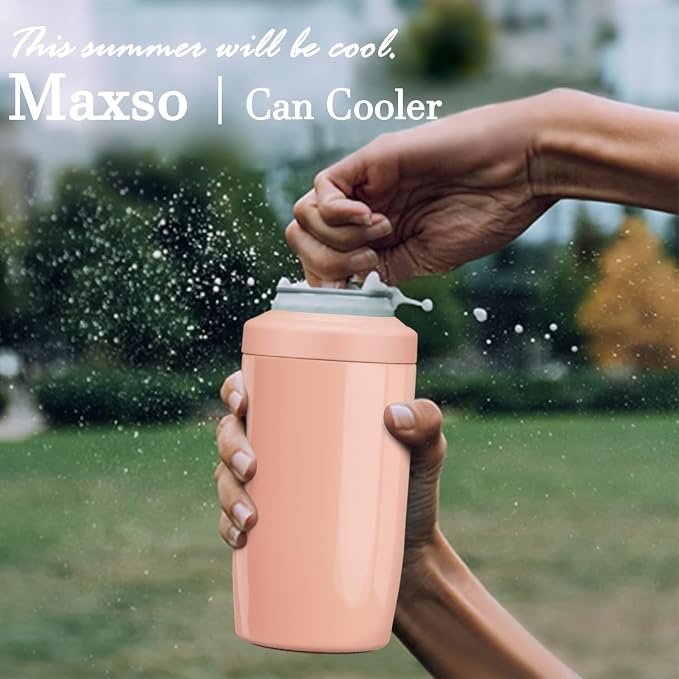 4-in-1 Slim Can Cooler Easy to Hold Insulated Beer Can Holder Double-walled Stainless Steel for All 12 Oz Cans Gift (Jelly Pink)