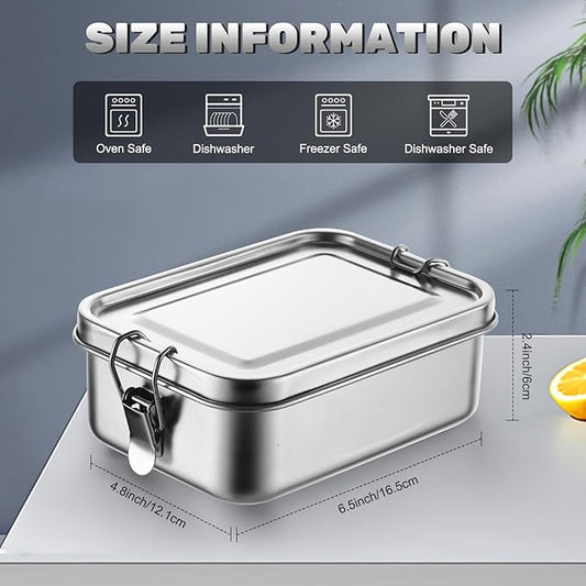 Umigy 8 Pcs Stainless Steel Food Containers 850ml Metal Bento Lunch Box Stainless Steel Food Storage Containers, Lockable Clips to Leak Proof, Reusable Dishwasher Snack Boxes for Work