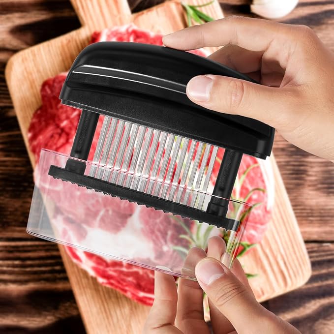 Badelite Meat Tenderizer with 48 Stainless Steel Ultra Sharp Needles | Heavy Duty Cooking Machine, For Tenderizing Beef, Turkey, Chicken, Steak, Veal, Pork, Fish