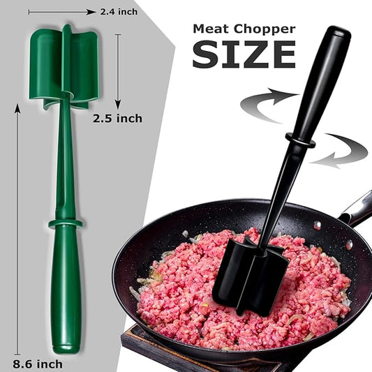 2 Pack Multifunctional Meat Masher ,Hamburger Chopper, Potato Masher,Ground Beef, Kitchen Tool (Black&Green)