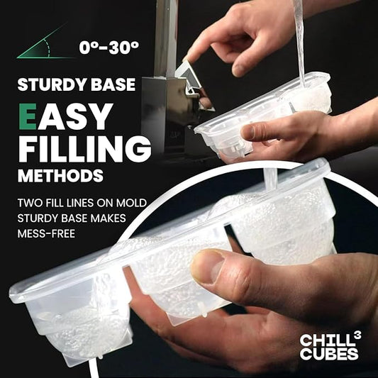 Large Ice Cube Trays Combo - Set of 2, Silicone Ice Ball Maker & Ice Cube Trays with Lids for Chilly Drinks, Perfect for Whiskey, Cocktails - BPA-Free