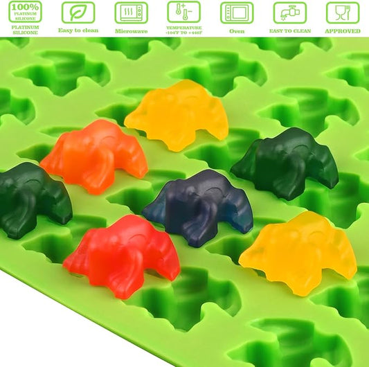 Sakolla Mini Frog Candy Molds Silicone, 100 Cavities Gummy Molds for Baking Hard Candy, Chocolate, Mint Candy, Set of 2 with 2 Droppers