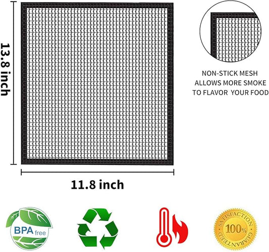 Grill Mesh Mat Set of 3 - Heavy Duty BBQ Non-stick Cooking Sheet Liners Reusable Teflon Barbecue Grilling Net for Outdoor Smoker, Pellet, Gas, Charcoal Grills - 11.8x13.8