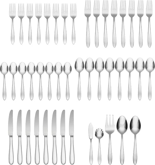 Oneida B336045A Mooncrest 45-Piece Flatware Set, Service for 8,Silver,45 Piece
