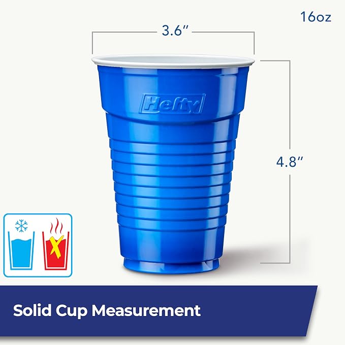 Hefty Party On Disposable Party Cups, Patriotic Color Pack, 76ct | American Themed Assortment, 16oz Red White and Blue and 18oz Festive Clear Cups, Great for Summer and July 4th Celebrations