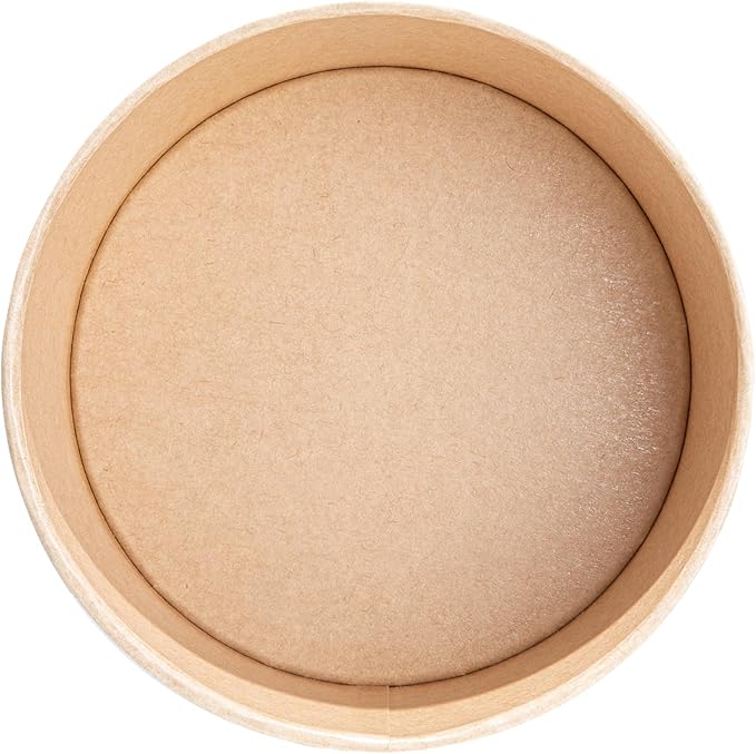 Restaurantware Paper Food Containers 50 Pack Of 44 oz Disposable Round Kraft Salad Bowls Sustainable Stackable Greaseproof Meal Prep Take Out Containers For Ice Creams, Soups, Snacks And Desserts