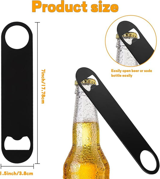 30 Pcs Flat Bottle Opener 7 Inch Black Stainless Steel Beer bottle Openers Heavy Duty Bar Blade Solid Bottle Cap Opener Funny Bartender Bottle Opener for Kitchen Restaurant Party Supplies