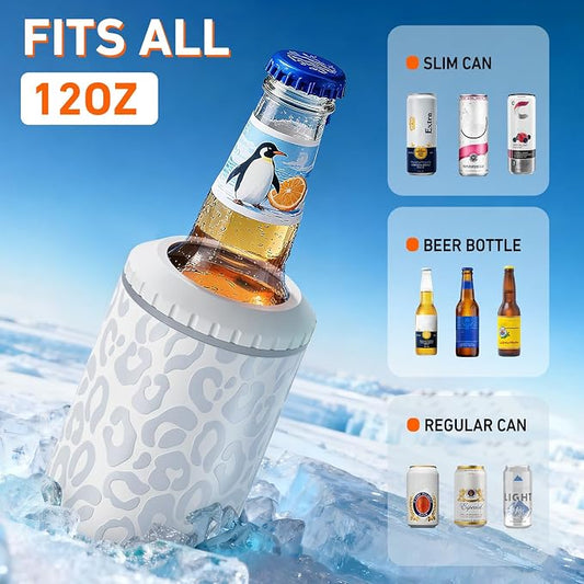 3 in 1 Slim Can Cooler for 12 OZ Skinny Can, Regular Can & Beer Bottle - Keep Cold for 6 Hours - Double Walled Insulated Stainless Steel Vacuum Beverage Can Insulator