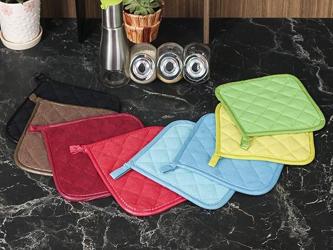 Joyhalo 5 Pack Pot Holders for Kitchen Clearance | Cotton Made, Machine Washable, Heat Resistant Potholder, Hot Pads, Trivet for Cooking and Baking, Red