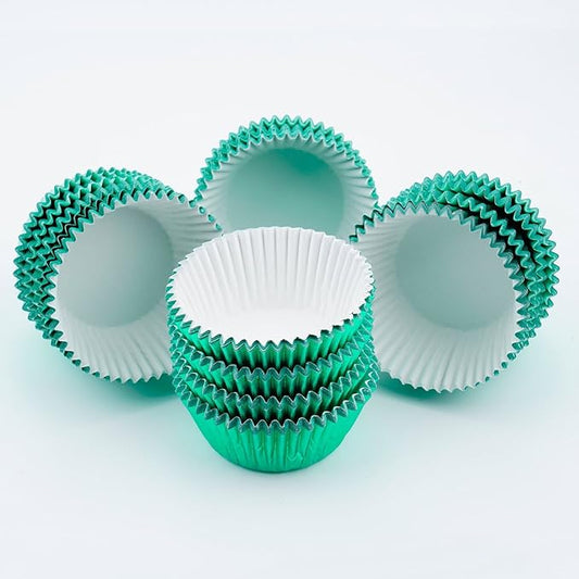 Gifbera Mini Foil Baking Cups Green, 300-Count Bright Foil Paper Green Cupcake Liners Mini Size