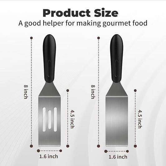 2Pcs Stainless Steel Spatula Set,Mini Serving Spatula for Kitchen Use,Metal Spatula for Cooking with Heat Resistant Handle,Metal Spatulas for kitchen use for Pancakes、Lasagna、Brownies、Cake and Cookie