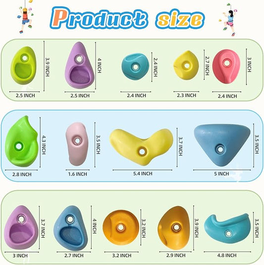 20 PCS Rock Climbing Wall for Kids,Rock Wall Climbing Holds,Adults Climbing Wall Grip Kits Holds Up to 230 lbs for Outdoor Indoor Home Playground Climbing Wall Holds(Pastel Color)