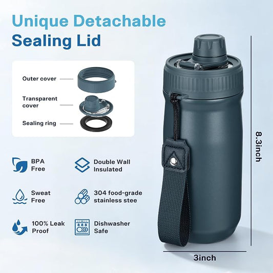 5 In 1 Beer Can Cooler Bottle Holder with Drinking Spout Lid for 12oz Regular, Slim Skinny Cans Bottles,Sealed Insulated Double Wall Vacuum Stainless Steel Can Keeps Your Drinks Cold(Blue)