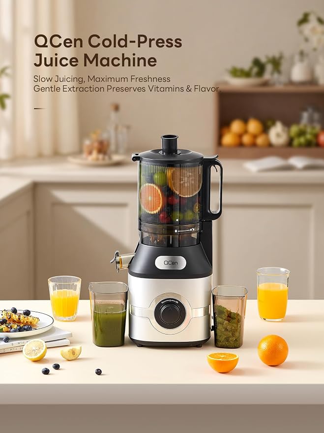 Cold Press Juicer Slow Masticating Machine with 5.5 Inch Chute(Silver) | Wide Feed Chute, For Whole Fruits And Vegetables, Easy To Clean, Gray Finish, Slow Juicing For Fresh Juice