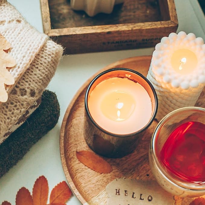 Thick Candle Jars for Making Candles 12 Pcs, 14 OZ Empty Jars with Wood Lids for Candle Making, Sample Container, Black