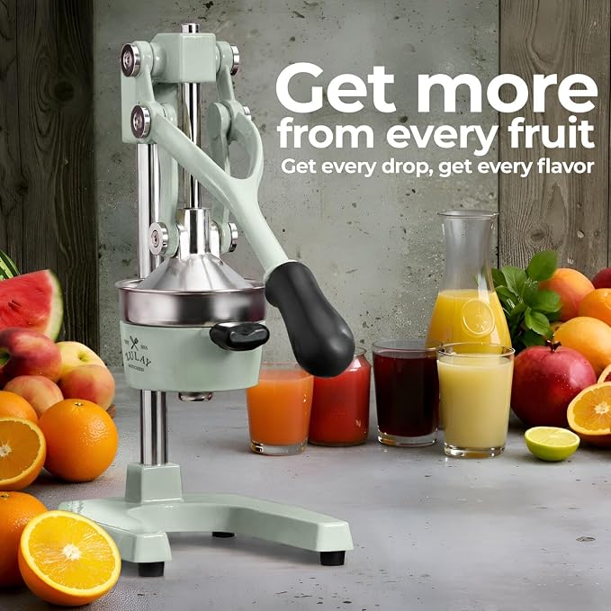 Zulay Kitchen Cast Iron Juicer - Heavy Duty Manual Juicer with Detachable Strainers for Easy Cleaning, Orange Juice Press for Citrus Fruits, Perfect for Bartenders, Juice Lovers & Health Enthusiasts
