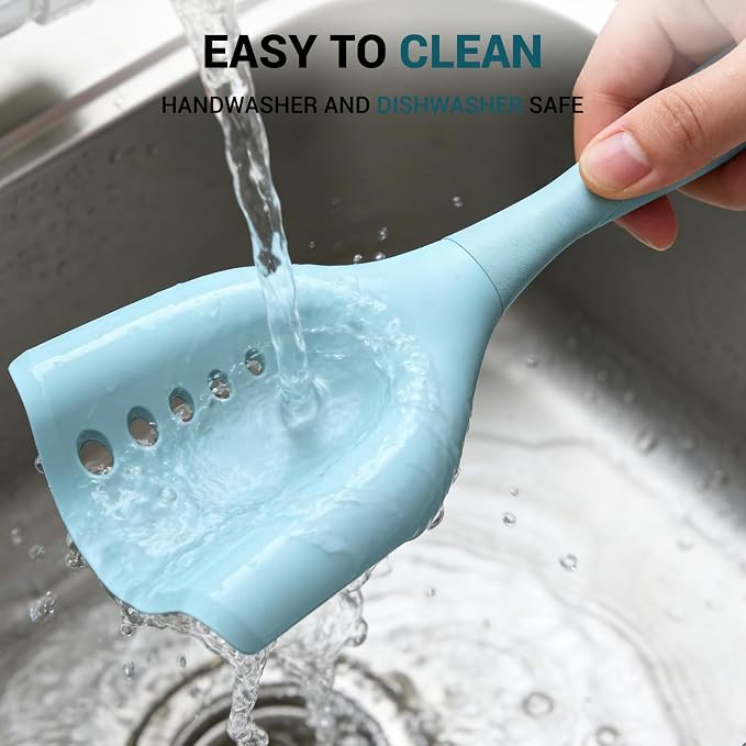 2Pack Meat Chopper Mincing Spatula, Silicone Grinder for Ground Beef | Heat Resistant, Smasher for Potato Mix Tool, Non-Scratch for Non-Stick Pans, Meat & Poultry Tenderizers, Aqua
