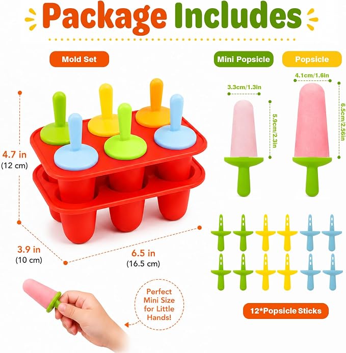 Stuffed Popsicle Mold for Toddler, 2-in-1 Double Layer Ice Pop Mold, Makes 12 Pops, DIY Center-Filled Frozen Healthy Treats, Non-BPA Silicone Popsicle Molds for Kids & Adults