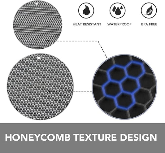 Joyhalo Trivets for Hot Dishes - Hot Pads for Kitchen, Silicone Pot Holders for Hot Pots and Pans, Silicone Mats for Kitchen Countertops, Table, Flexible Easy to Wash and Dry, Grey
