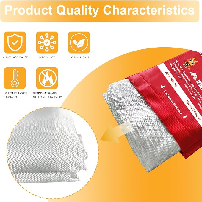 Emergency Fire Blanket-4 Pack for Home and Kitchen - 40"x40" Fiberglass Fire Blankets for Emergency Survival Safety (1m-4pack)