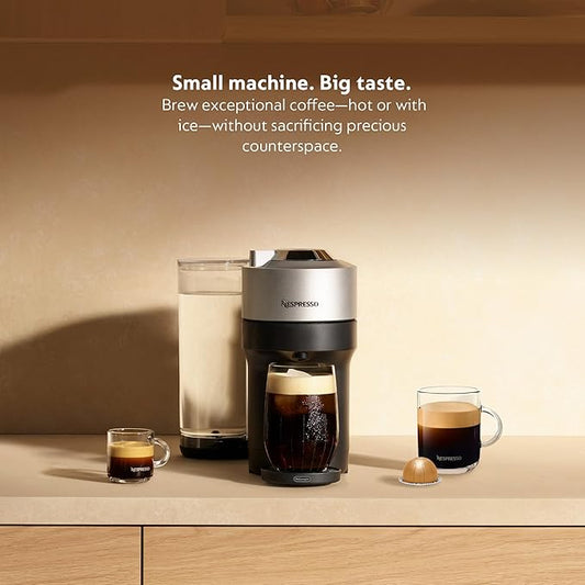 Nespresso Vertuo Pop+ Deluxe by De'Longhi with Aeroccino, Silver