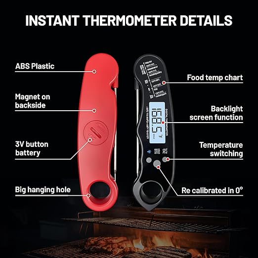 ๐ฎ๐ฌ๐ฎ๐ฑ ๐๐ฅ๐๐ง๐๐๐๐ Instant Read Digital Meat Thermometer by puxyblue - 2 Pack Waterproof & Super Fast Food Thermometer Widely Used for Indoor & Outdoor Cook, Grill, Bake, BBQ, Candy Making