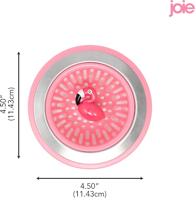 Joie Flamingo Kitchen Sink Strainer Basket Garbage Disposal Drain Cover | Fits All Standard Sinks, Keeps Unwanted Food Particles Out Kitchen Sink Drain, Measures 4.5” x 4.5”