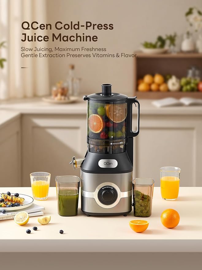 Cold Press Juicer Slow Masticating Machine with 5.5 Inch Chute(Gray) | Wide Feed Chute, For Whole Fruits And Vegetables, Easy To Clean, Gray Finish, Slow Juicing For Fresh Juice