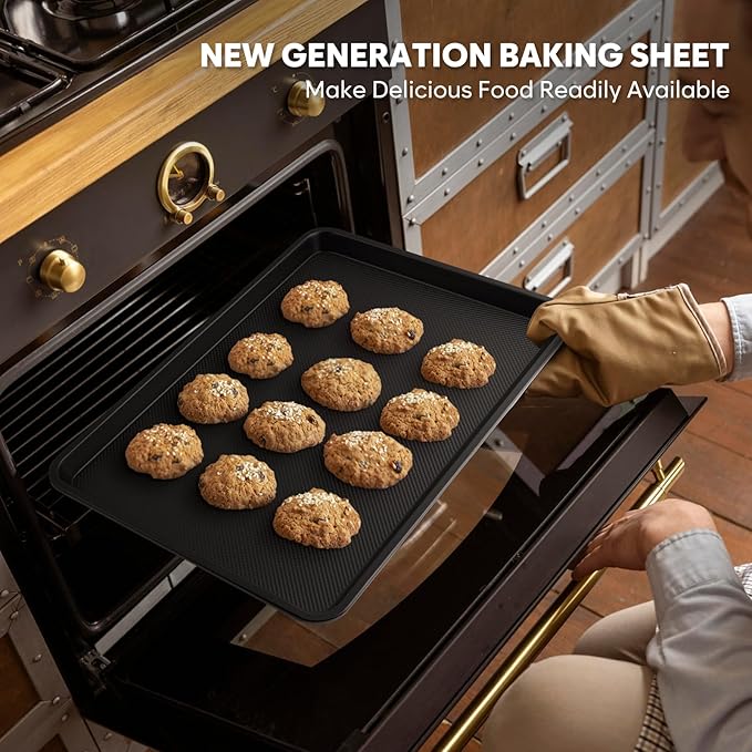 Quarter Sheet Pan 12.8x9, Cookie Sheets for Baking 0.8mm Thick Non Stick Baking Sheets for Oven Heavy Duty Baking Trays