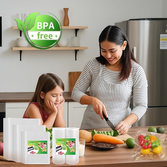 MakMeFre (Total 150Feet) 11” x 150’ Vacuum Sealer Bags Rolls with BPA Free,Heavy Duty Vacuum Food Sealer Storage Bags Rolls,Cut to Size Roll,Great for Sous Vide
