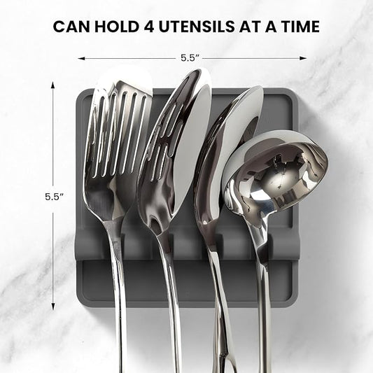 Zulay Kitchen Spoon Rest for Multiple Utensils High Heat-Resistant Silicone Drip Pad, BPA-Free Spoon Holder for Stove Top, Kitchen Gadget Holder for Ladles, Tongs, Cooking Spatula - Makes Great Gift