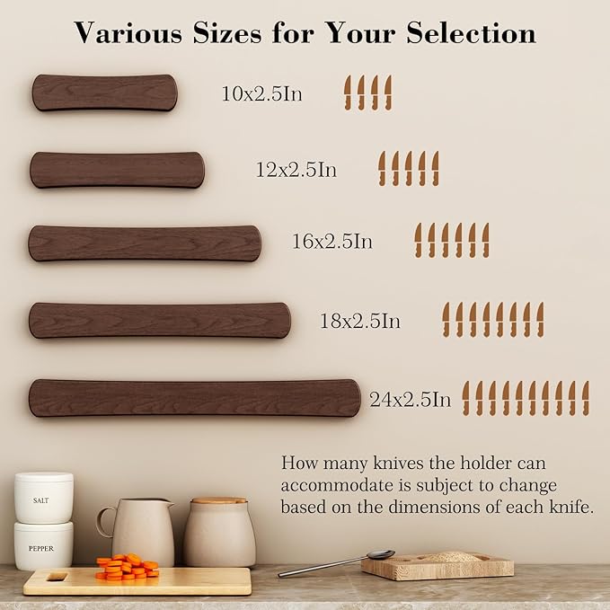 Magnetic Knife Holder for Wall, 10 Inch Wood Strong Magnetic Knife Strip, Small Kitchen Storage Space Savers, Rv Apartment Farmhouse Accessories Organizer, Housewarming Gifts for New Home
