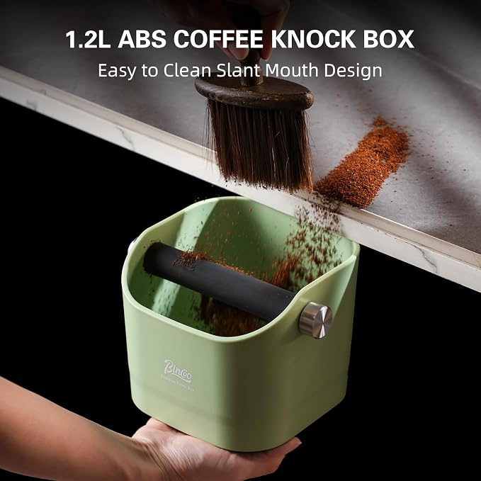 Espresso Knock Box - Bincoo Pink1.2L Large Espresso Machine Knock Box for Espresso, Barista Style Coffee Knock Box for Grounds with Removable Shock Anti-Slip Base. (Pink)