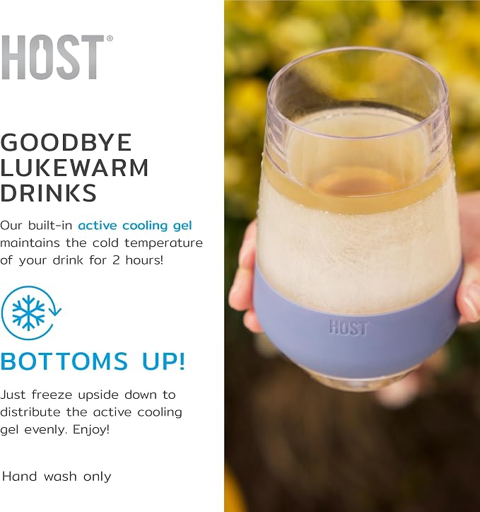 HOST Freeze XL Cooling Cup in Double Walled Insulated Freezable Drink Chilling Tumbler with Freezing Gel, 12 Ounces - Slate Blue Set of 2