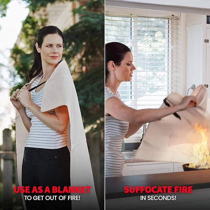 Prepared Hero Emergency Fire Blanket, Kitchen & Home, 39 x 39 in, 8 Pack | Smothers Grease, Gas And Electric Flame Emergencies With No Sprays, Cleanup Or Residue; Kitchen, Home And Camping Ready