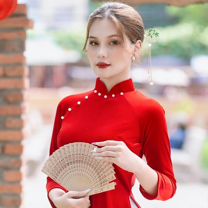 7Pcs Chinese Hair Sticks Japanese Hair Pins Vintage Asian Traditional Hanfu Hair Chopsticks with Pearl Bead Pendants Hair Bun Updo Holders Long Thick Hair Accessories for Women