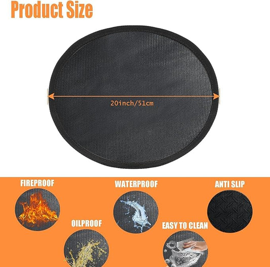 20 Inch Fireproof Mat for Outdoor Grill & Fire Pit - Amazstove Round Heat Resistant BBQ Mat, Under Grill Mat & Deck Protector for Patio, Lawn, Wood Decks(Glossy Black) (Black, 20 inch)